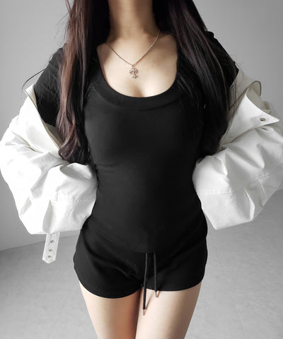UネックスーパーフィットスリムロンT ／ U-neck super fit slim long sleeve T-Shirt
