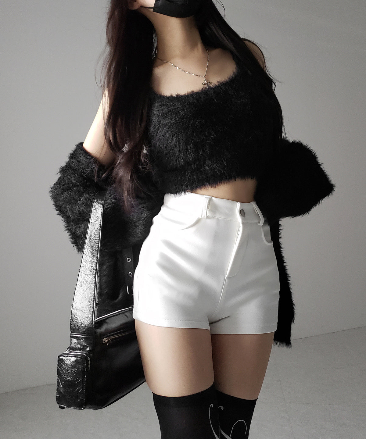 裏起毛ハイウエストタイトスパンショートパンツ ／ urakimo high waist tight span short pants