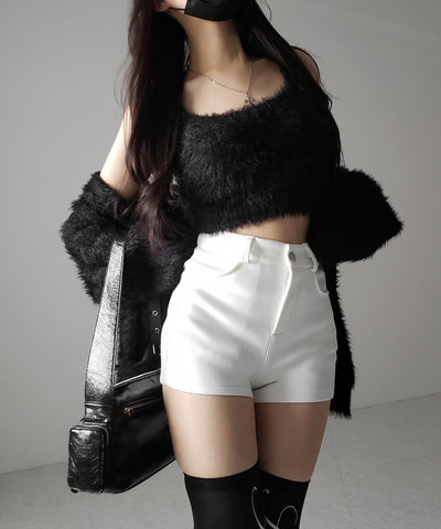 裏起毛ハイウエストタイトスパンショートパンツ ／ urakimo high waist tight span short pants