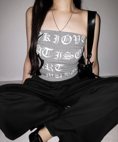 グランジロゴチューブベアトップ ／ grunge logo tube bare top