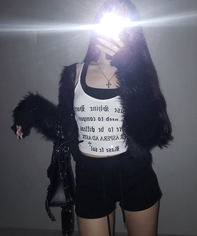 【 ２color 】グランジロゴレイヤードキャミソールトップス ／ grunge logo layered camisole tops