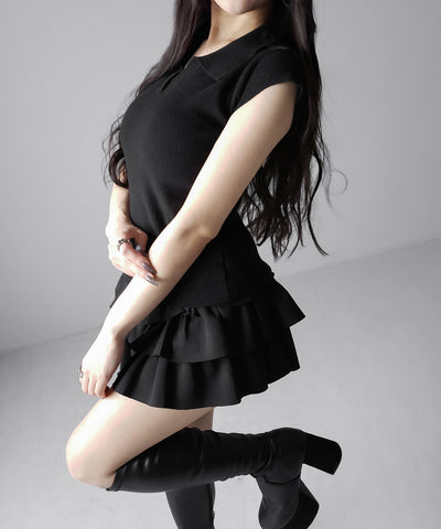 スキッパー半袖ニットトップス ／skipper short sleeve knit tops