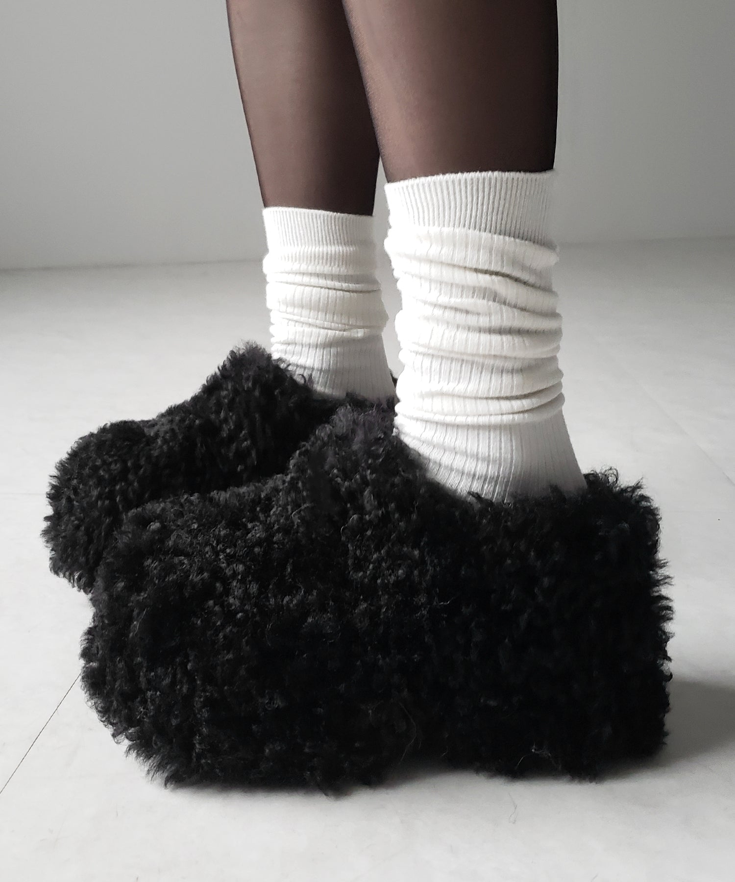 厚底テディボアサボサンダル ／ platform teddy boa sabo sandals