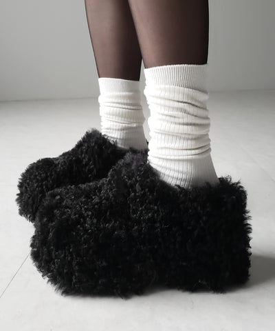 厚底テディボアサボサンダル ／ platform teddy boa sabo sandals