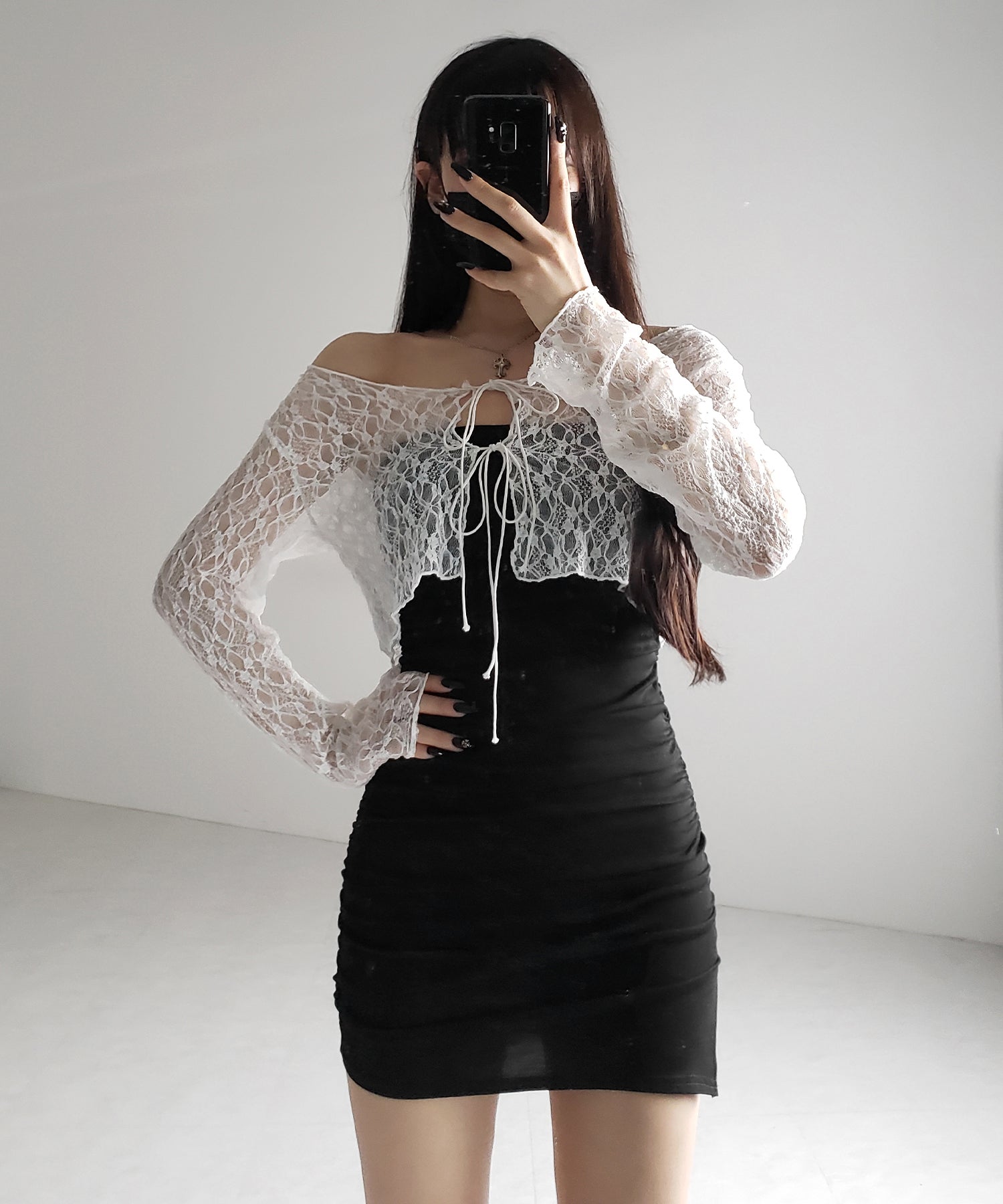 【 ２color 】サイドシャーリングタイトリブミニワンピース ／ side shirring tight rib mini onepiece