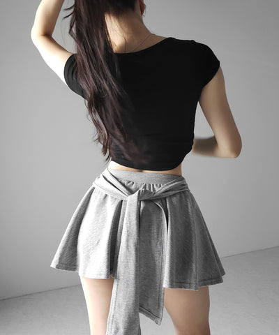 ラップレイヤードフレアミニスカパン ／ wrap layered flare mini skirt pants