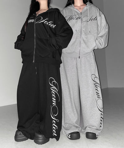 【 セットアップ可能 】レタリングロゴプリントダブルジップビッグパーカー ／ lettering logo print double zip BIG hoodie
