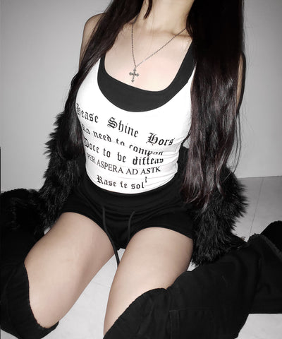 【 ２color 】グランジロゴレイヤードキャミソールトップス ／ grunge logo layered camisole tops