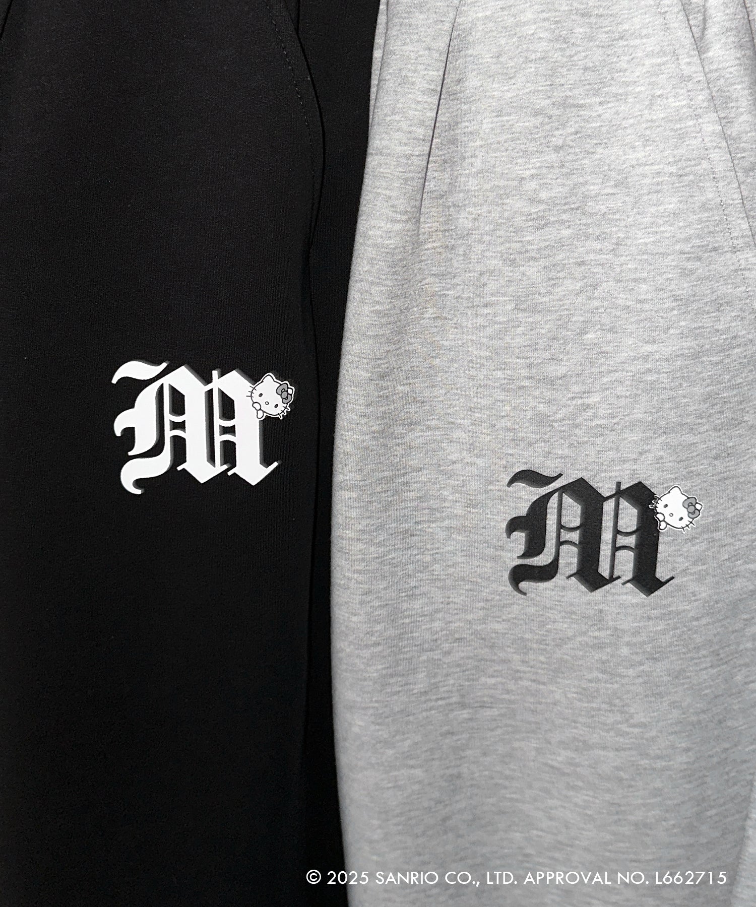 【 HELLO KITTY × me+em select 】ハローキティM LOGO ワイドスウェットパンツ ／ Hello Kitty M Logo wide sweatpants 【 セットアップ着用可能 】