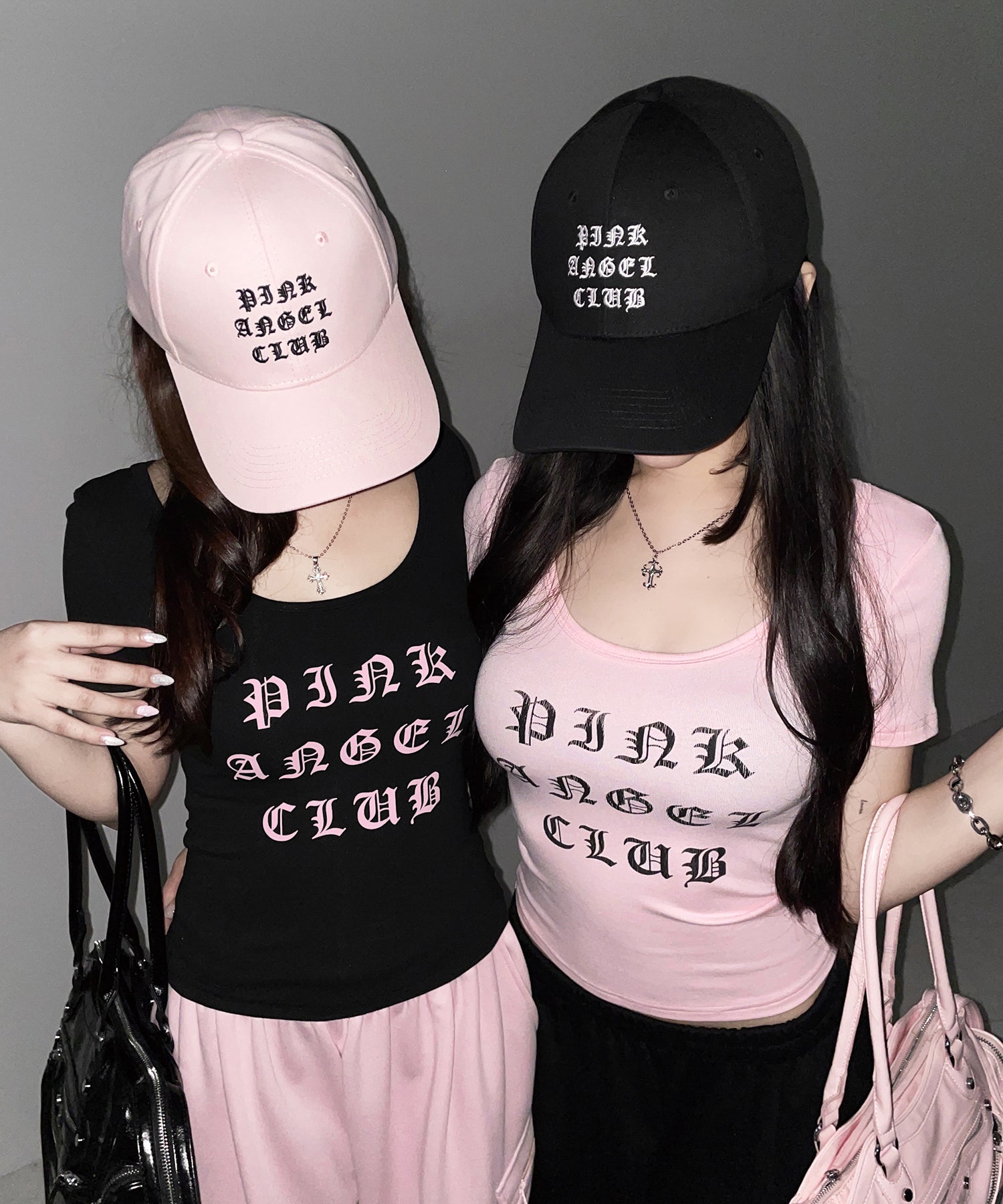 【 PINK ANGEL CLUB 】 GRUNGE LOGO embroidery CAP ／ グランジロゴ刺繍キャップ