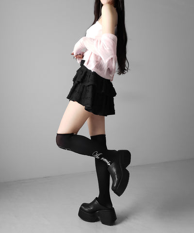 フロントリボンレースショートキャミソール ／ front ribbon lace short camisole