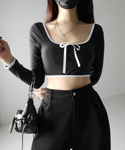【 レディース水着／２点セット 】フロントリボンモノトーンハイウエストビキニ ／ front ribbon monotone high waist bikini