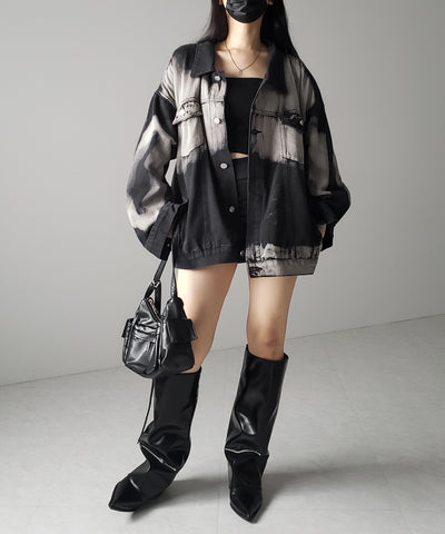 【 ３size 】タイダイブリーチヴィンテージオーバーデニムジャケット ／ tie dye bleach vintage over denim jacket