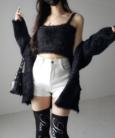 裏起毛ハイウエストタイトスパンショートパンツ ／ urakimo high waist tight span short pants