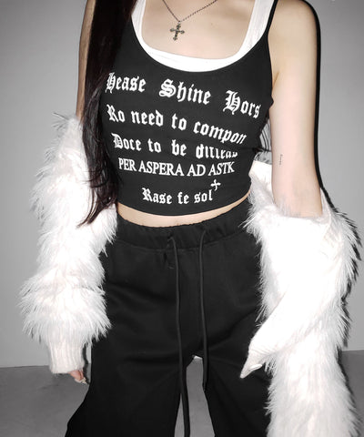 【 ２color 】グランジロゴレイヤードキャミソールトップス ／ grunge logo layered camisole tops