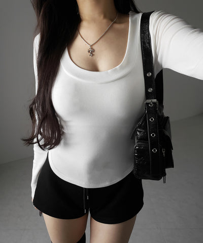 UネックスーパーフィットスリムロンT ／ U-neck super fit slim long sleeve T-Shirt