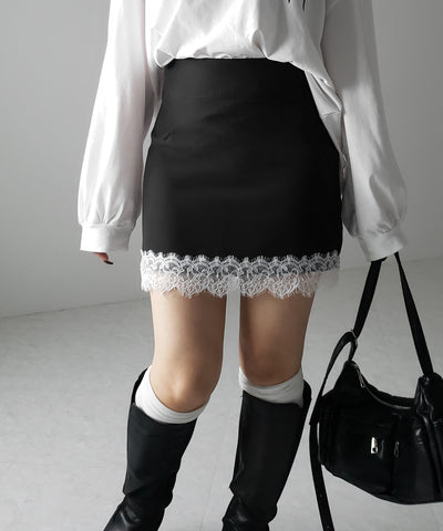 【 セットアップ着用可能 】サイドラインハイウエストミニスカート ／ sideline high waist mini skirt