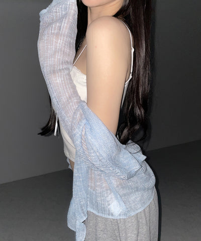 フリルシアールーズニットカーディガン ／ frill sheer loose knit cardigan