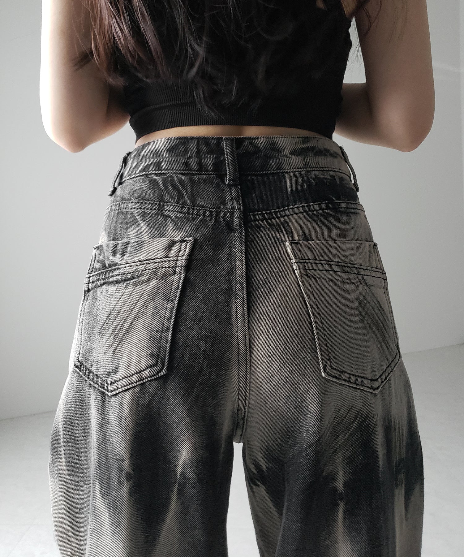 【 ４size 】ヴィンテージタイダイブリーチワイドデニム ／ vintage bleached tie-dye wide denim