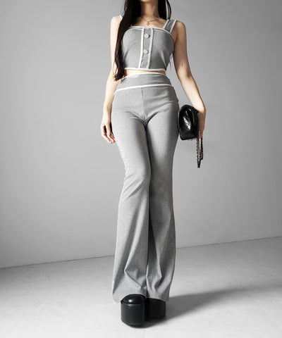 【 セットアップ】フロントボタンパイピングビスチェ＋ フレアパンツ ＳＥＴ ／ 【 SETUP 】front button piping buister ＋ flare pants SET