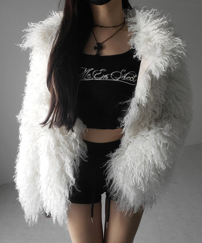 シャギーフェイクファーレディミドルコート ／ shaggy fake fur lady middle coat