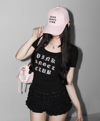【 PINK ANGEL CLUB 】 GRUNGE LOGO embroidery CAP ／ グランジロゴ刺繍キャップ
