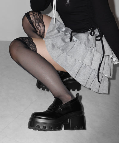 厚底チャンキーヒールコインローファー／platform chunky heel coin loafers