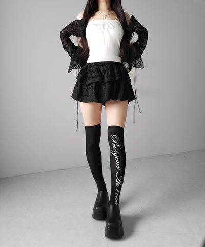 フロントリボンレースショートキャミソール ／ front ribbon lace short camisole