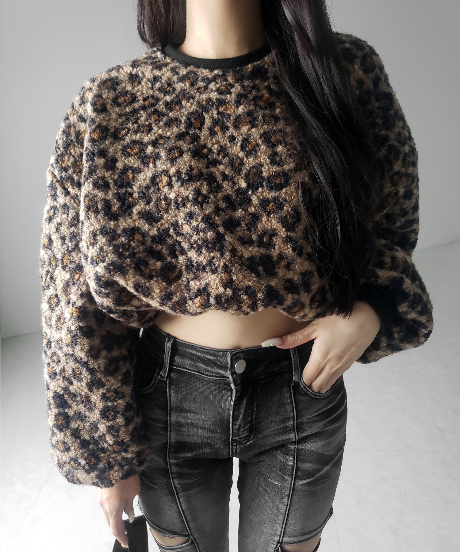 【 ２WAY 】レオパードショートボアプルオーバー ／ 2WAY reopard short boa pullover
