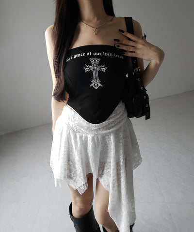クロスグランジロゴベアトップス ／ cross grunge logo bare tops