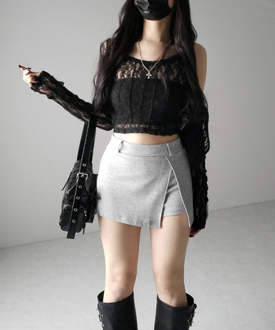 【 ２color 】レイヤードマイクロミニスカパン ／ layered micro mini skirt pants