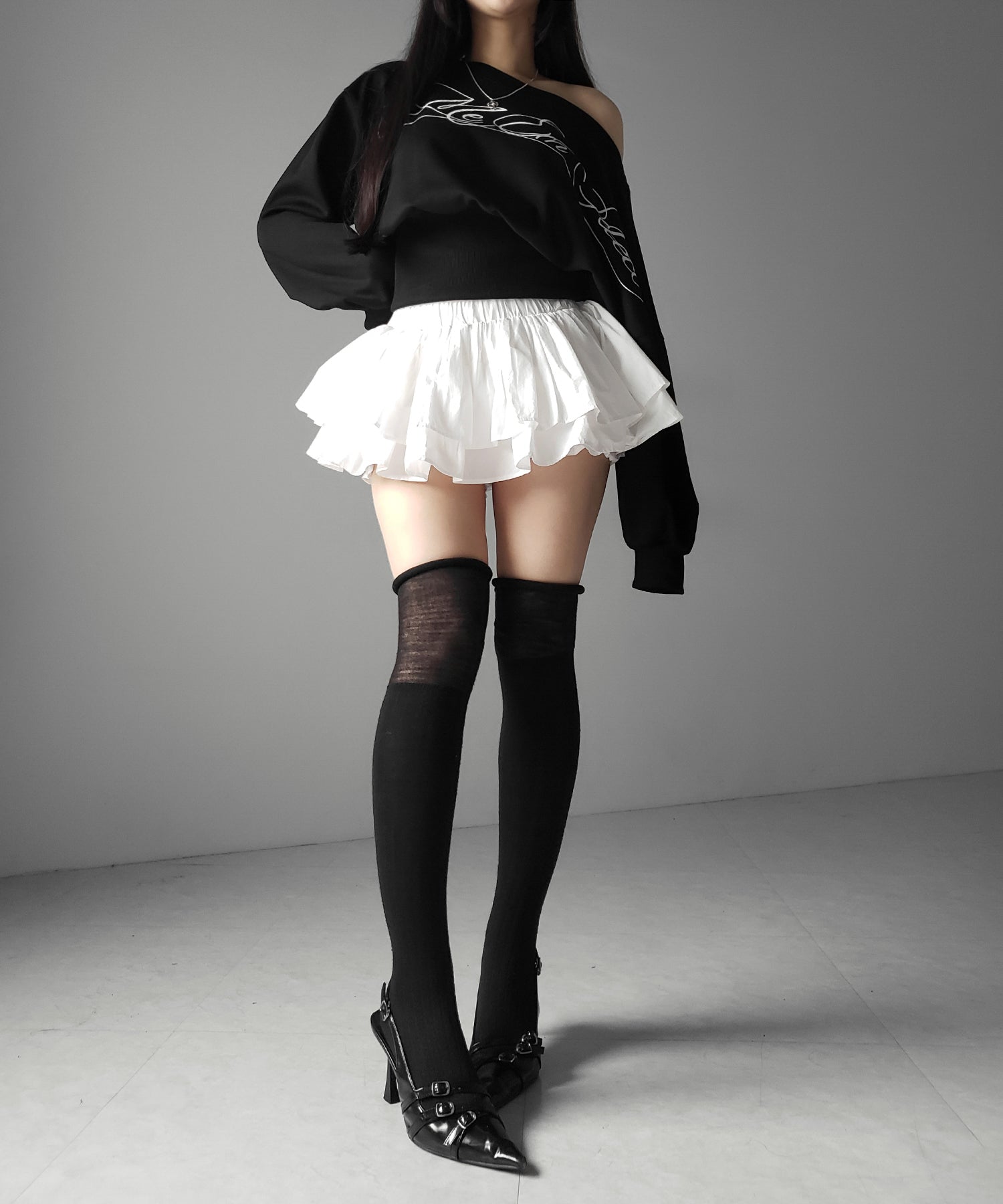 【 インパン裏地付 】ボリュームフレアコットンミニスカート ／ volume flare cotton mini skirt