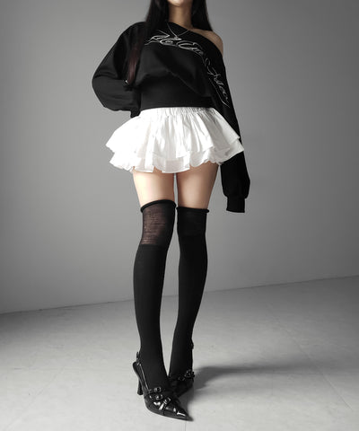 【 インパン裏地付 】ボリュームフレアコットンミニスカート ／ volume flare cotton mini skirt