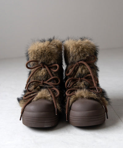 【 ２color 】ボリュームフェイクファーブーツ ／ volume fake fur boots