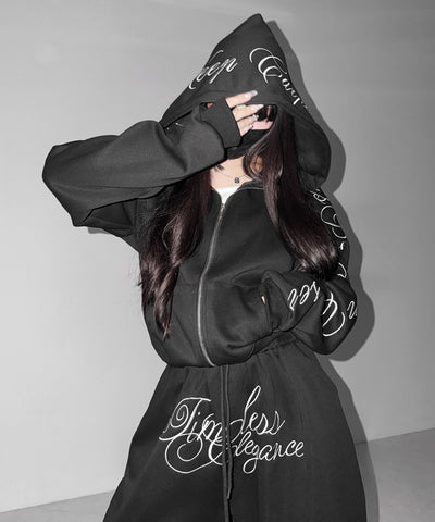 フロントレタリングロゴ刺繍ワイドスウェットパンツ ／ front lettering logo embroidery wide sweatpants