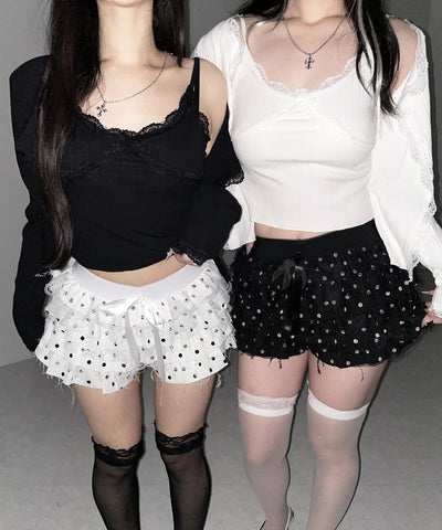 ドットレースフリルショートパンツ ／ dot lace frill short pants