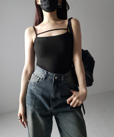 【 ２color 】ラインストラップミニキャミワンピース ／ line strap mini cami onepiece