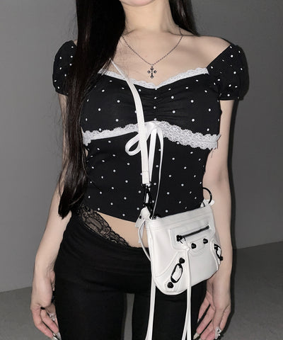 【 ショルダーストラップ付き２WAY 】ヴィンテージライクグランジミニハンドバッグ／ vintage like grunge mini hand bag