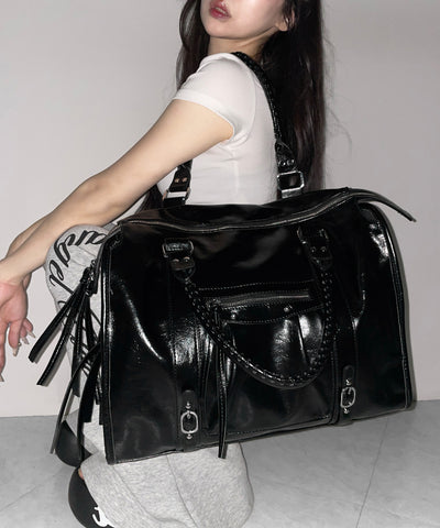 ヴィンテージフェイクレザーボストンエディターズバッグ ／ vintage fake leather boston editors bag