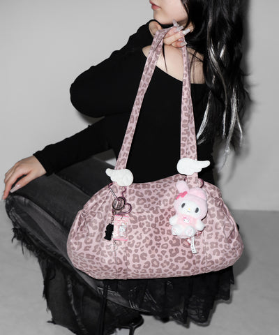 ヴィンテージライクピンクレオパードミニボストンショルダーバッグ　／ vintage like pink leopard mini boston shoulder bag