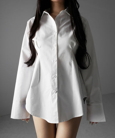 ウエストタックフレアレディシャツ ／ waist tuck flare lady shirts