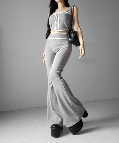 【 セットアップ】フロントボタンパイピングビスチェ＋ フレアパンツ ＳＥＴ ／ 【 SETUP 】front button piping buister ＋ flare pants SET