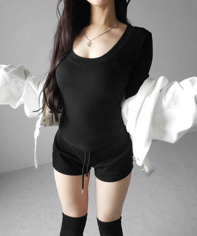 UネックスーパーフィットスリムロンT ／ U-neck super fit slim long sleeve T-Shirt