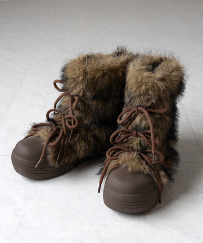 【 ２color 】ボリュームフェイクファーブーツ ／ volume fake fur boots