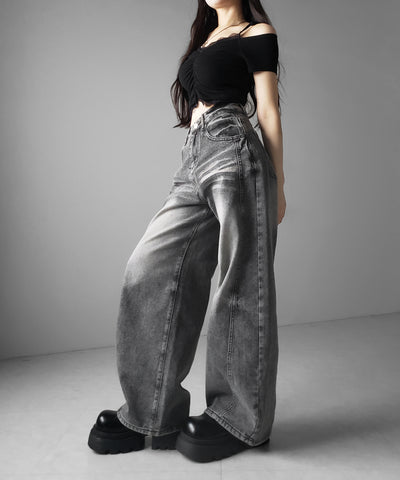 【 ３size 】ヴィンテージブラックウォッシュバルーンデニム ／ Vintage black wash balloon denim