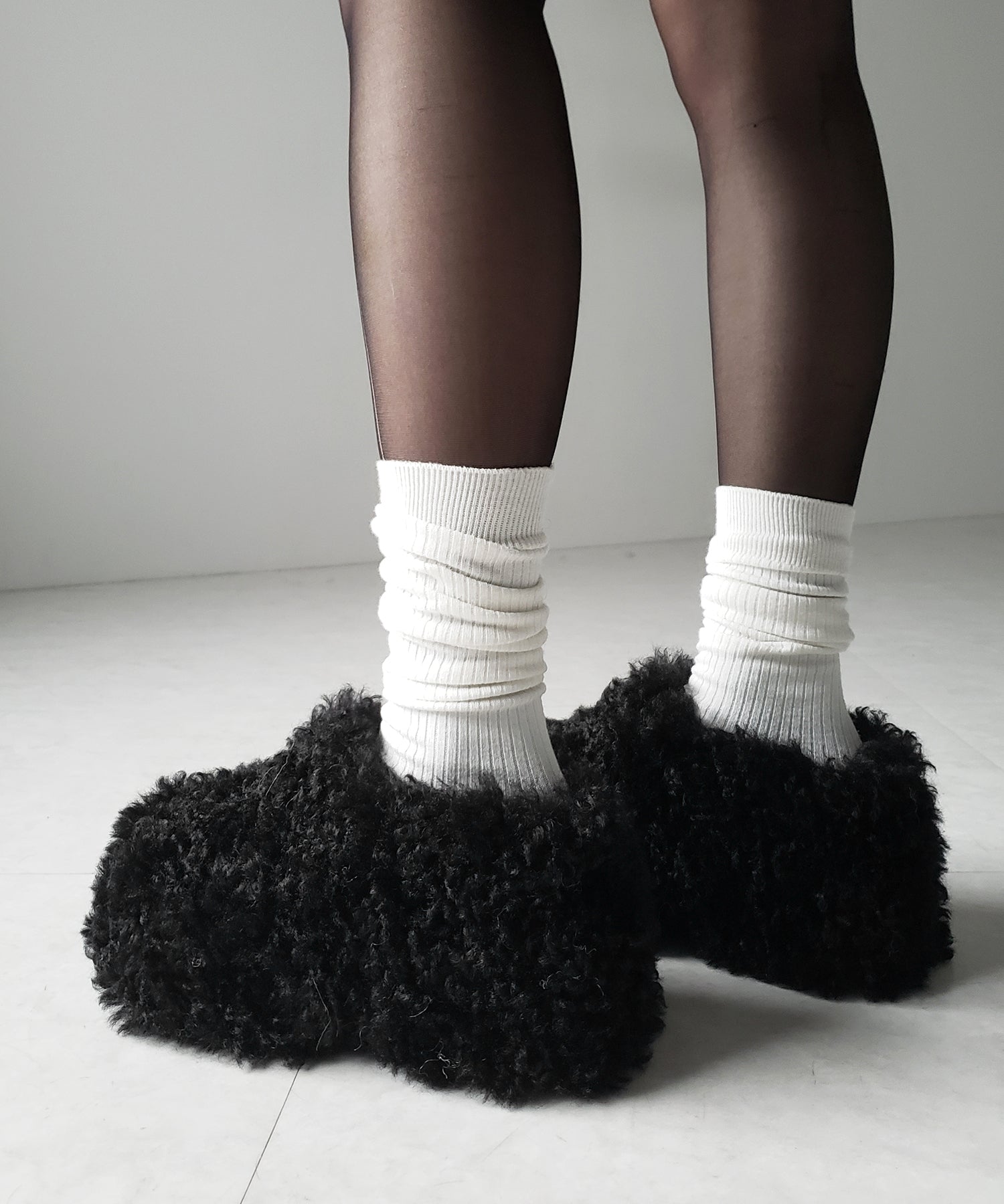 厚底テディボアサボサンダル ／ platform teddy boa sabo sandals