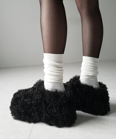 厚底テディボアサボサンダル ／ platform teddy boa sabo sandals