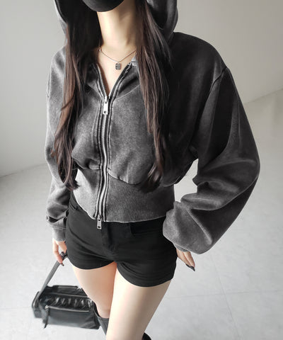 【 セットアップ 】ピグメントヴィンテージショートパーカー ＋ ワイドパンツ SET ／ pigment vintage short hoodie + wide pants SET