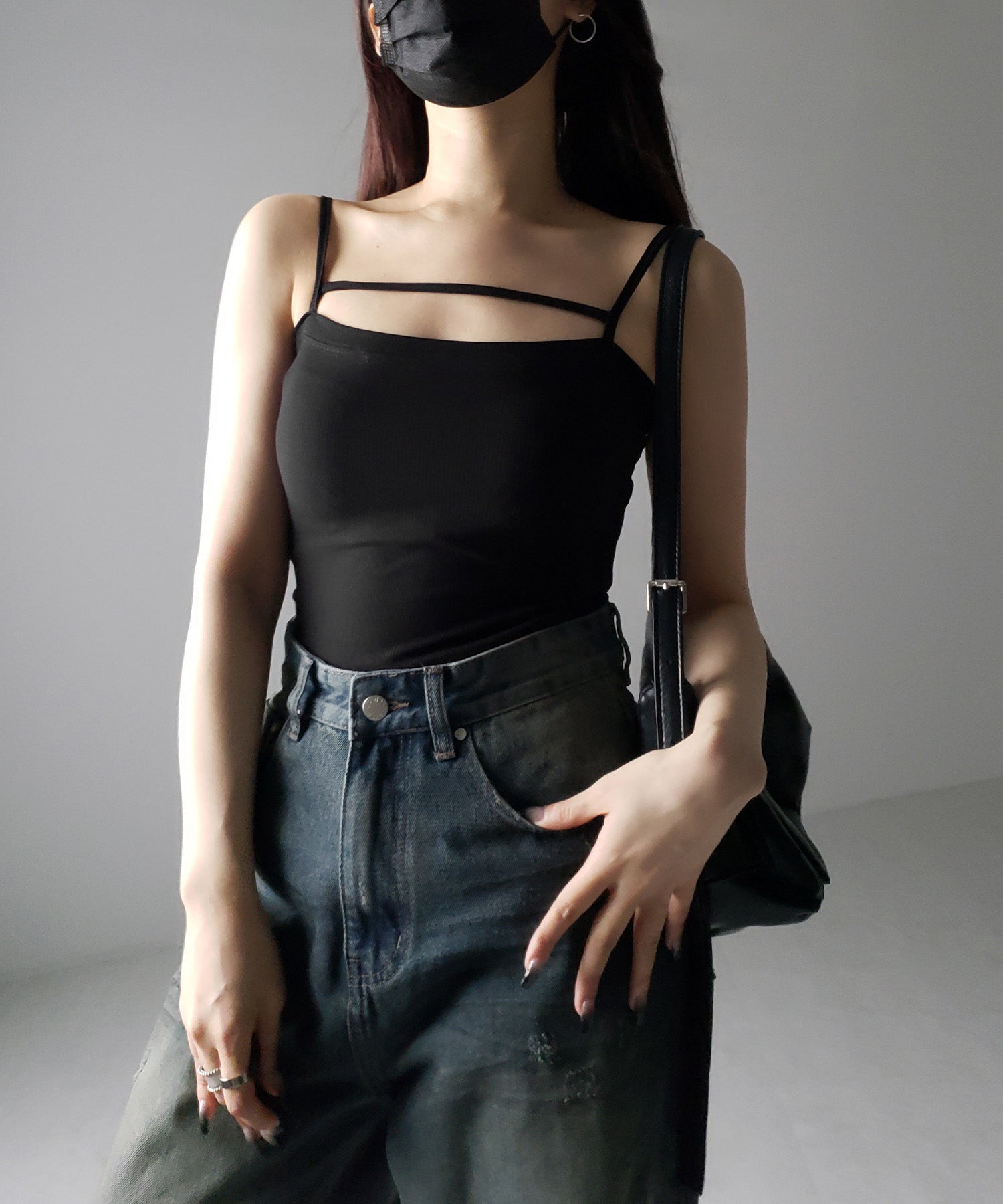 【 ２color 】ラインストラップミニキャミワンピース ／ line strap mini cami onepiece