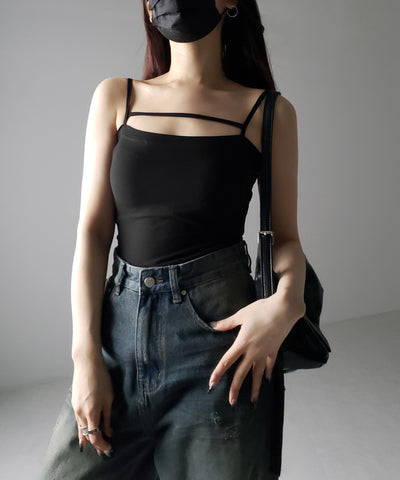 【 ２color 】ラインストラップミニキャミワンピース ／ line strap mini cami onepiece